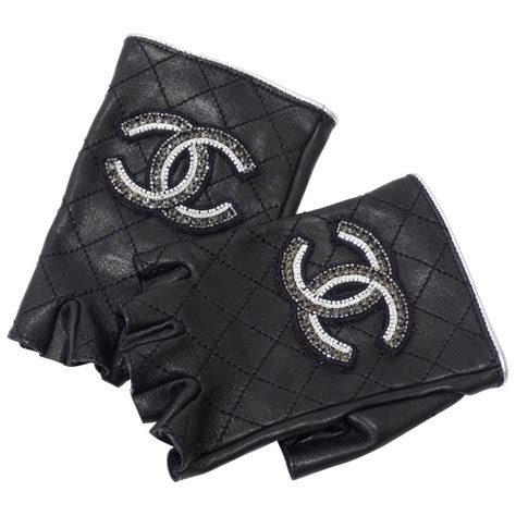 chanel fingerless gloves with fur|Chanel ladies gloves.